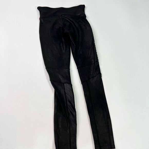 Spanx Leggings Womens Small Very Black Edgy Nylon Blend Faux Leather Moto Leggin - Picture 7 of 12